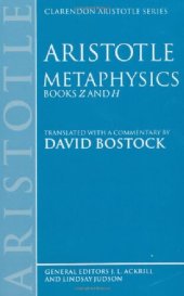 book Metaphysics: Books Z and H