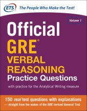 book Official GRE verbal reasoning practice questions. Vol. 1: with practice for the analytical writing measure