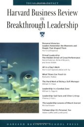 book Harvard Business Review on Breakthrough Leadership