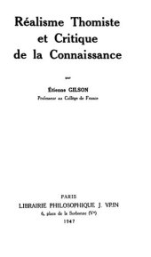 book Réalisme thomiste et critique de la connaissance