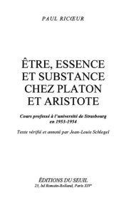 book Être, essence et substance chez Platon et Aristote