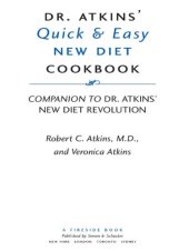 book Dr. Atkins' Quick & Easy New Diet Cookbook