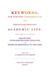 book Keywords: For Further Consideration and Particularly Relevant to Academic Life, &c