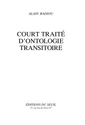 book Court Traité d'ontologie transitoire