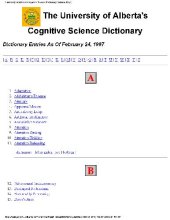 book The University of Alberta's Cognitive Science Dictionary