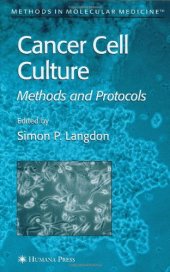 book Cancer Cell Culture. Methods and Protocols