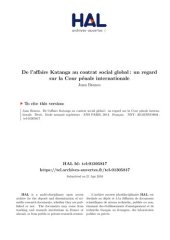 book De l'affaire Katanga au contrat social global : un regard sur la Cour pénale internationale