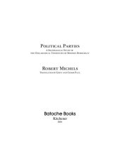 book Political Parties: A Sociological Study of the Oligarchial Tendencies of Modern Democracy