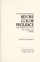 book Before Color Prejudice: The Ancient View of Blacks