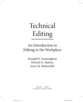 book Technical Editing: An Introduction to Editing in the Workplace