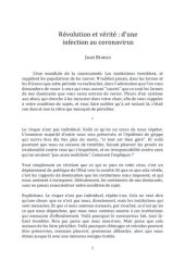 book Révolution et vérité : d’une infection au coronavirus