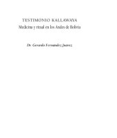 book Testimonio Kallawaya. Medicina y ritual en los Andes de Bolivia