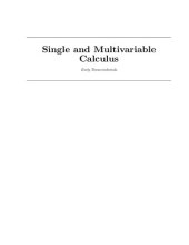 book Single and Multivariable Calculus: Early Transcendentals