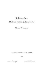 book Solitary Sex: A Cultural History of Masturbation