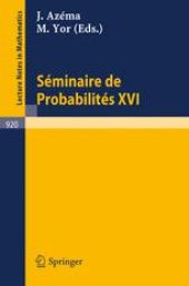 book Séminaire de Probabilités XVI 1980/81