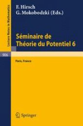 book Séminaire de Théorie du Potentiel Paris, No. 6