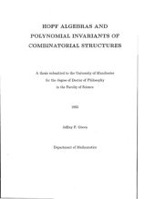 book Hopf algebras and polynomial invariants of combinatorial structures