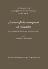 book Die wirtschaftliche Nutzungsdauer von Anlagegütern