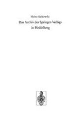 book Das Archiv des Springer-Verlags in Heidelberg