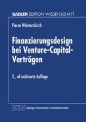 book Finanzierungsdesign bei Venture-Capital-Verträgen