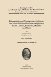 book Klimatologie und Vegetationsverhältnisse der Athos-Halbinsel und der ostägäischen Inseln Lemnos, Evstratios, Mytiline und Chios