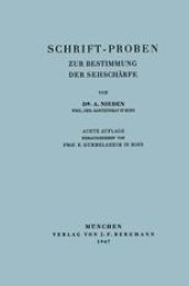 book Schrift-Proben: Zur Bestimmung der Sehschärfe