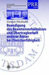 book Beendigung des Beamtenverhältnisses und Übertragbarkeit anderer Ämter bei Dienstunfähigkeit