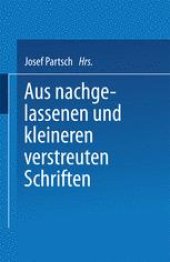 book Aus Nachgelassenen und Kleineren Verstreuten Schriften