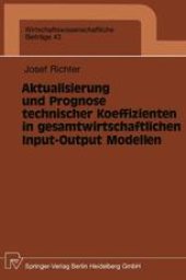 book Aktualisierung und Prognose technischer Koeffizienten in gesamtwirtschaftlichen Input-Output Modellen