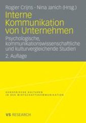 book Interne Kommunikation von Unternehmen: Psychologische, kommunikationswissenschaftliche und kulturvergleichende Studien