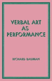 book Verbal art as performance