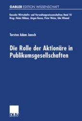 book Die Rolle der Aktionäre in Publikumsgesellschaften