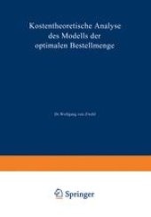 book Kostentheoretische Analyse des Modells der optimalen Bestellmenge