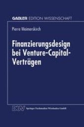 book Finanzierungsdesign bei Venture-Capital-Verträgen