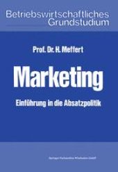 book Marketing: Einführung in die Absatzpolitik