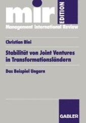 book Stabilität von Joint Ventures in Transformationsländern: Das Beispiel Ungarn