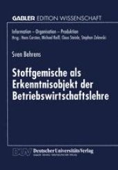 book Stoffgemische als Erkenntnisobjekt der Betriebswirtschaftslehre