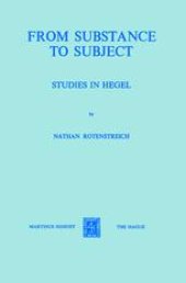 book From Substance to Subject: Studies in Hegel