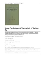 book On Freud's ''Group psychology and the analysis of the ego''