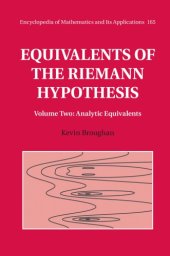 book Equivalents of the Riemann Hypothesis VOL 2 Analytic Equivalents