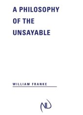 book A Philosophy of the Unsayable