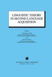 book Linguistic Theory in Second Language Acquisition