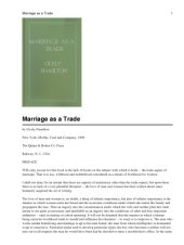 book Marriage as a trade