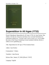 book Superstition In All Ages (1732) Common Sense