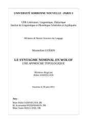 book Le syntagme nominal en wolof: une approche typologique