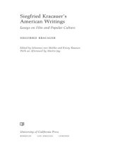 book Siegfried Kracauer's American writings: essays on film and popular culture