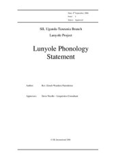 book Lunyole Phonology Statement