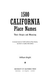 book 1500 California place names: their origin and meaning