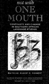 book Not with one mouth. Continuity and change in Southern African language studies