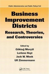 book Business Improvement Districts: Research, Theories, and Controversies